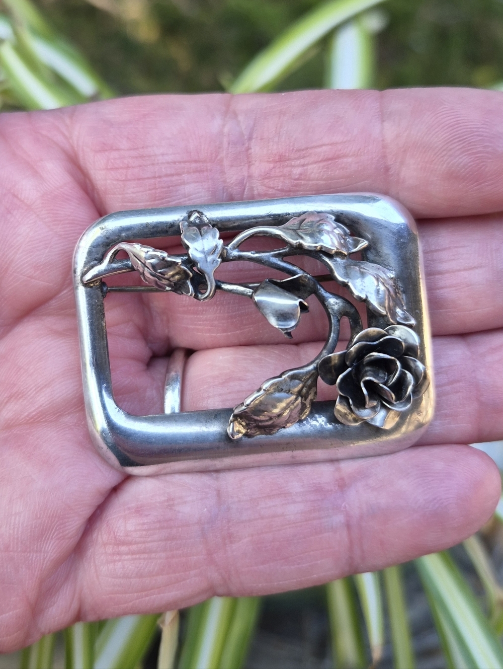 Vintage Danecraft Retro 1940s Sterling Silver Rose Brooch
